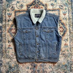Vintage Sherpa Lined Denim Vest Size XL